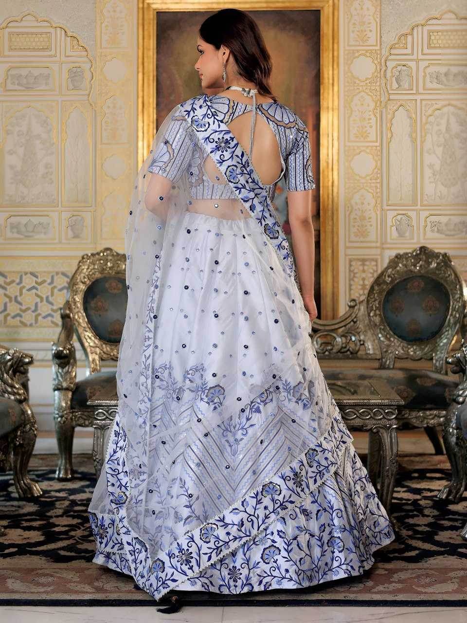 Satin Embroidered Sequins Lehenga - MYLUXURY LANE ENTERPRISE